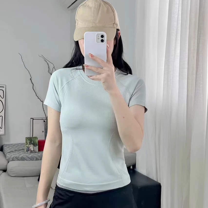 高端女士运动瑜伽服健身服跑步速干T恤 夏季休闲显瘦薄款短袖上衣