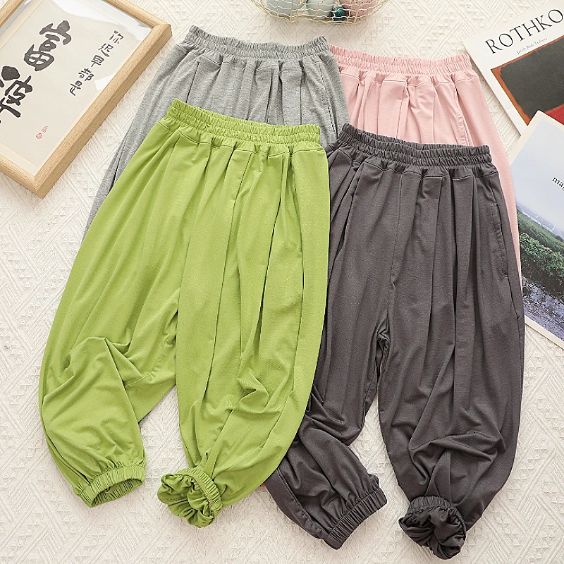 冰凉透气~男童薄款防蚊裤2025夏季新款儿童弹力休闲空调裤宝宝