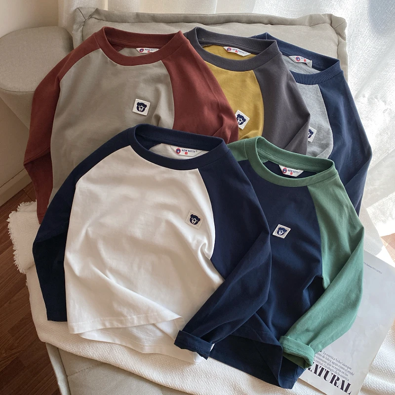 儿童宝宝长袖T2024春秋新款男童插肩袖打底衫中大童时尚长袖上衣