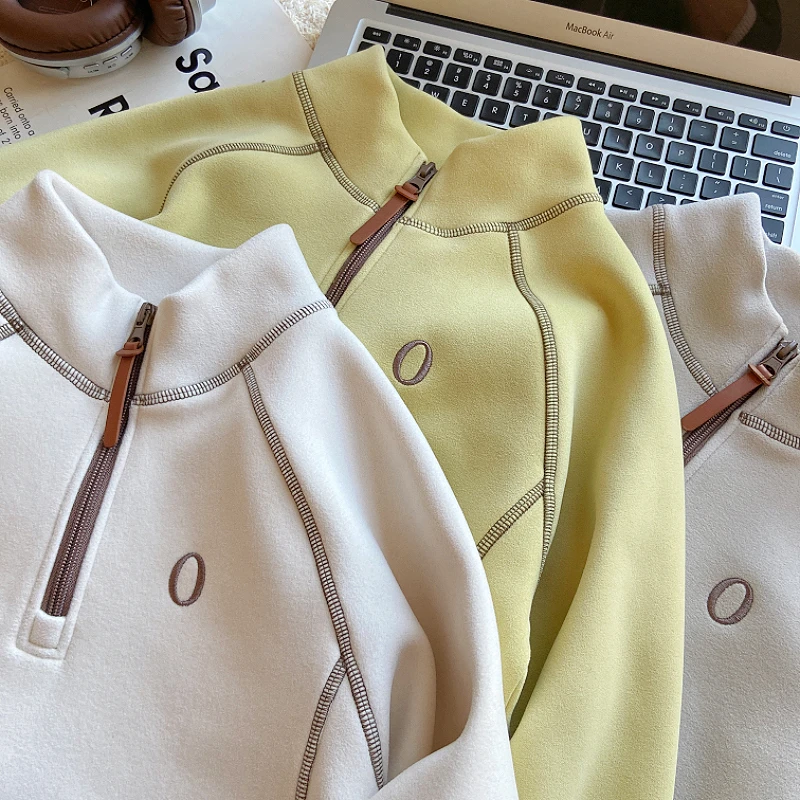 男童保暖上衣冬装2025新款儿童半拉链洋气打底衫加绒加厚防风卫衣