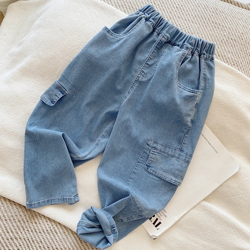男童薄款牛仔裤夏装儿童防蚊裤子2025夏季新款空调裤男孩工装裤