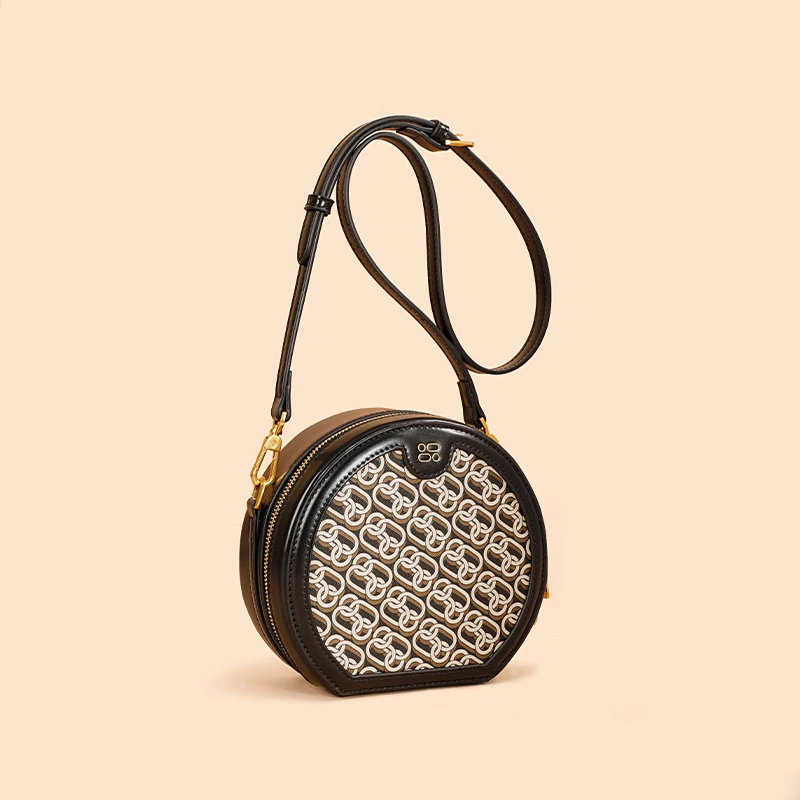 小众设计复古时尚女包斜跨包小圆包潮流圆形苹果包