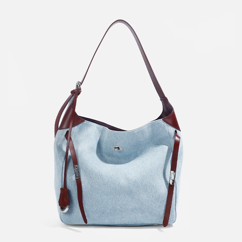 真皮托特包时尚休闲百搭拼色女士小众腋下单肩