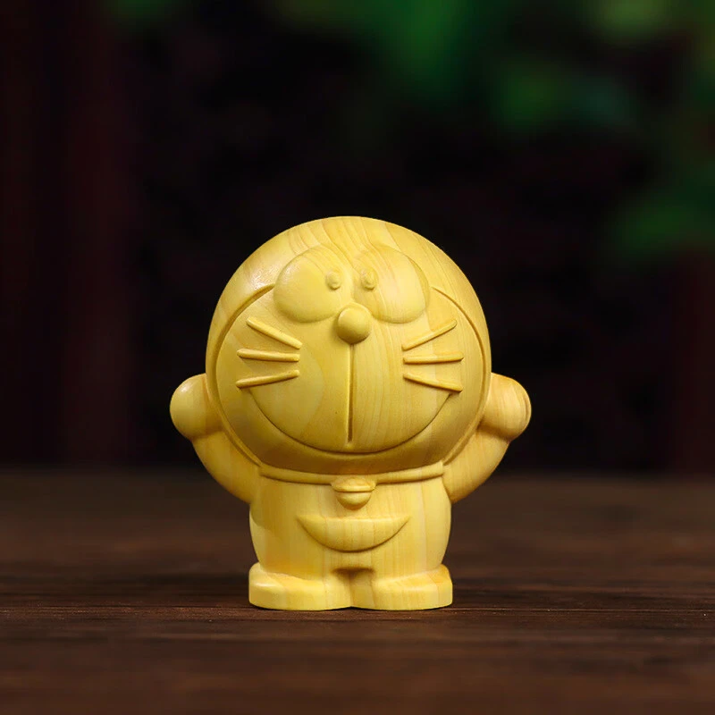 黄杨木雕叮当猫机器猫哆啦A梦木质手把件车摆件儿童礼物家居饰品