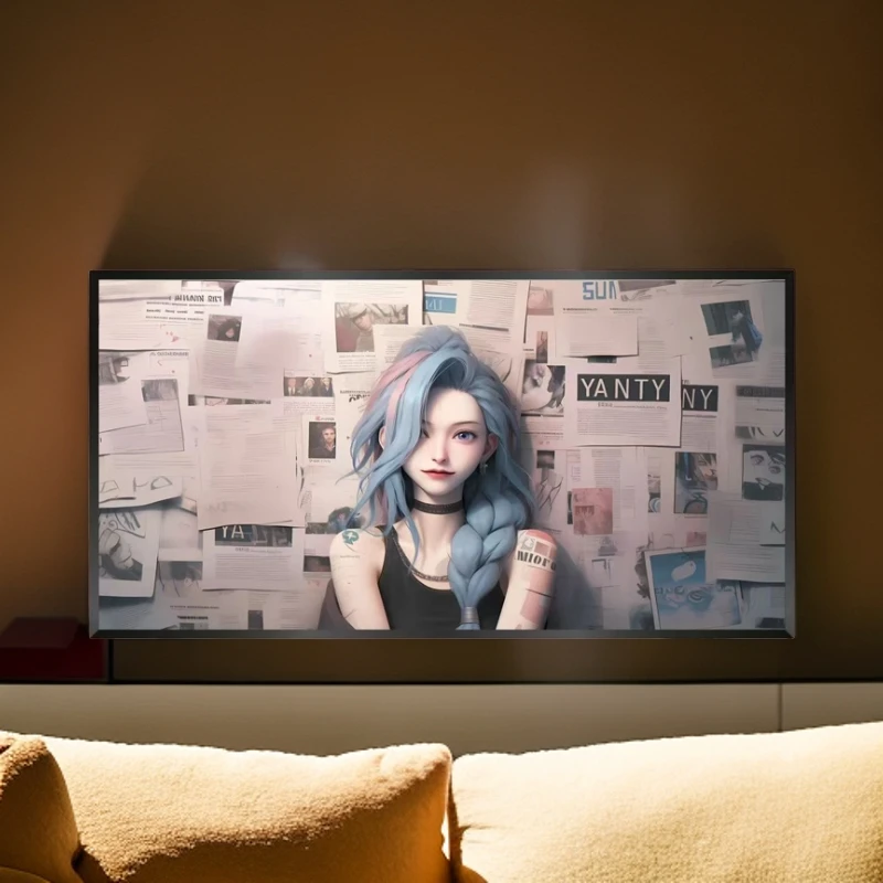 《英雄联盟》横板挂画金克斯客厅装饰画40*80pvc