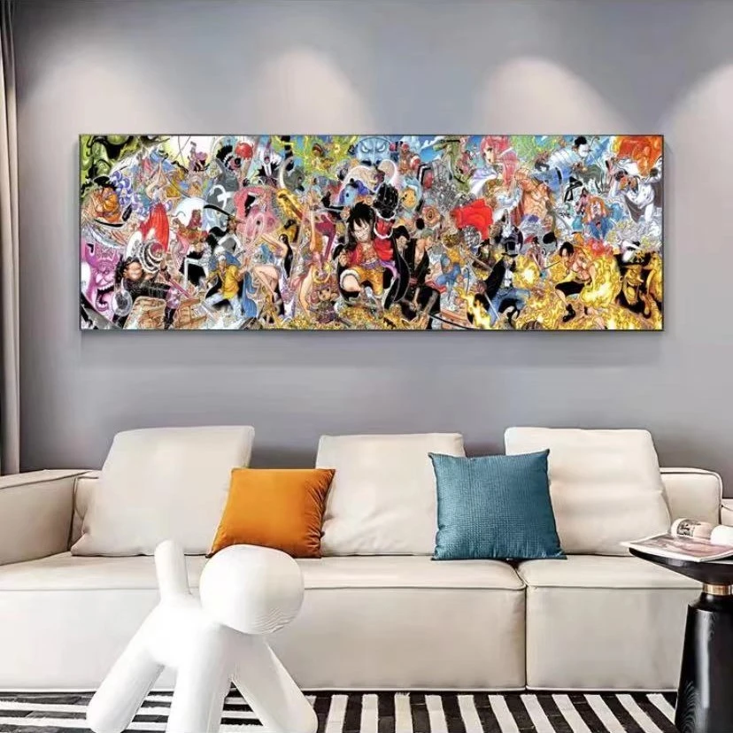 海贼40150挂画路飞卧室床头画装饰壁画二次元动漫装饰画40*150