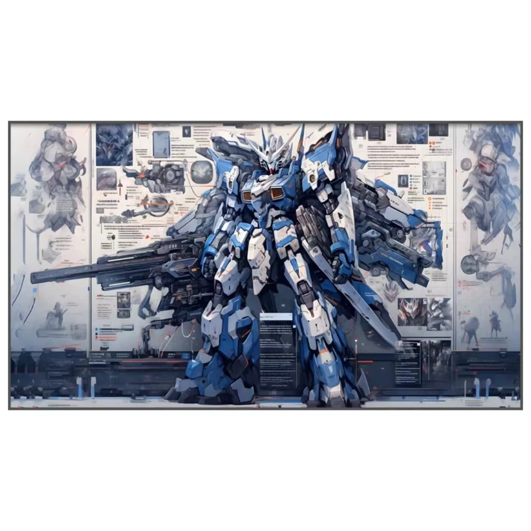 高达青花版装饰画客厅挂画卧室床头晶瓷画40*80pvc