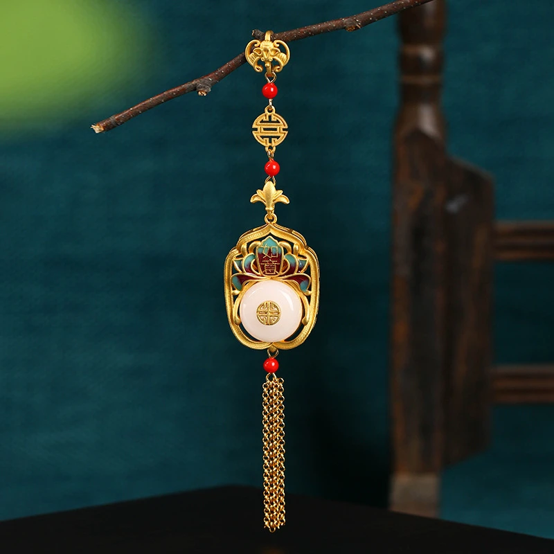 合金珐琅胸针 珐琅彩绘国风古风莲花平安扣压襟配饰-315号