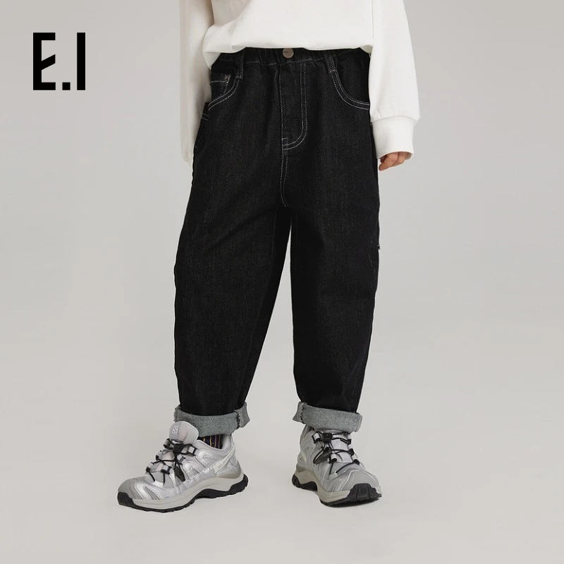 E.I童装男童牛仔长裤秋装中大童宽松萝卜裤D8233221077