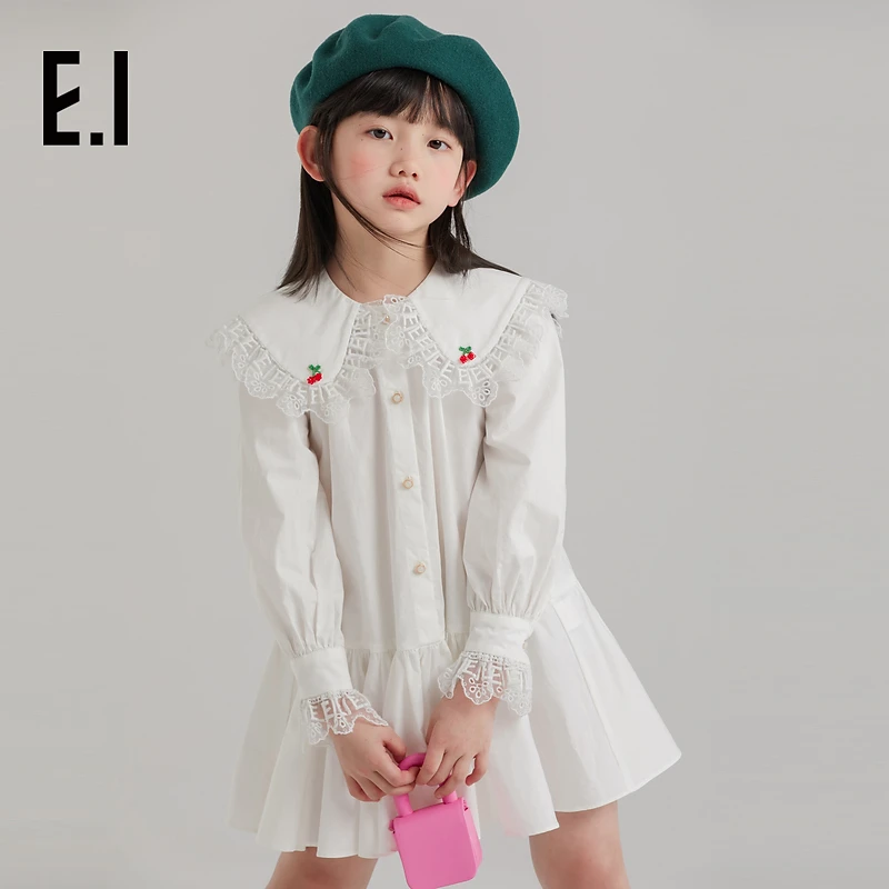 连衣裙女孩裙子韩范时尚中大童娃娃领裙子D8223687555