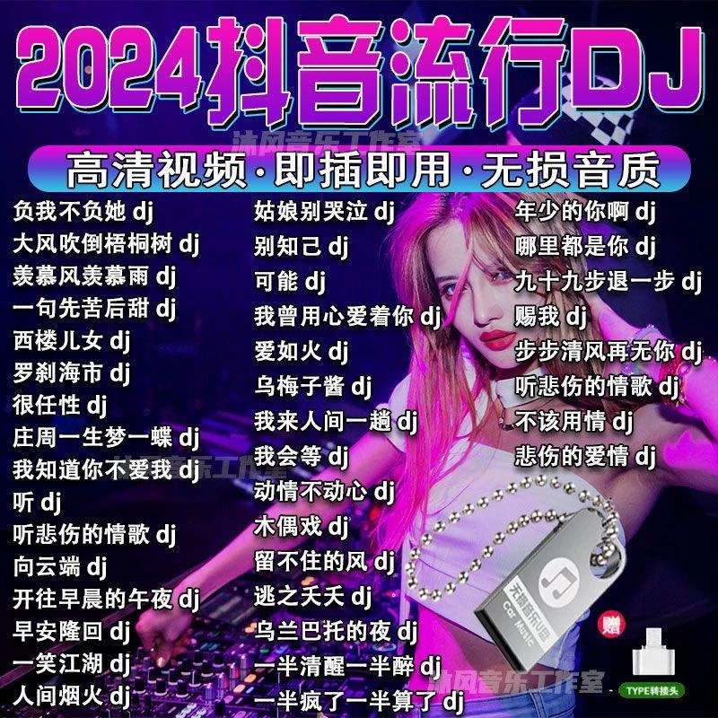 2024抖音最火歌曲dj车载u盘网红歌曲流行经典情歌无损音乐车载U盘