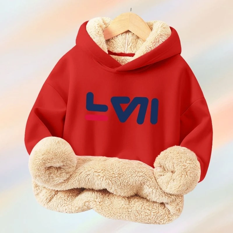 儿童卫衣女童男童连帽加绒加厚保暖秋冬冬季洋气宝宝中大童韩版