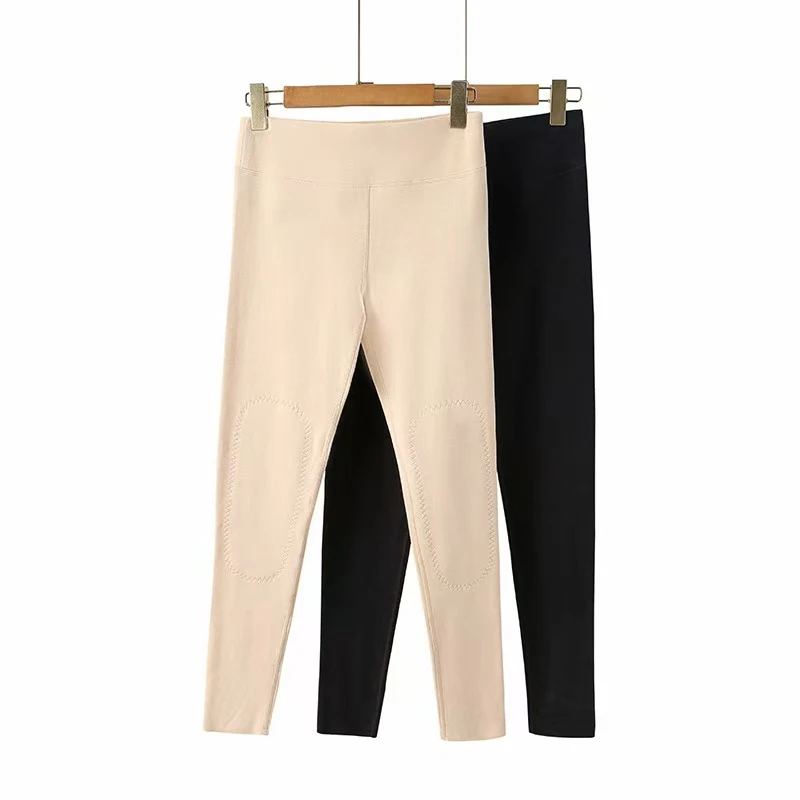 4058桑蚕丝拉绒保暖打底裤女生无痕保暖秋裤