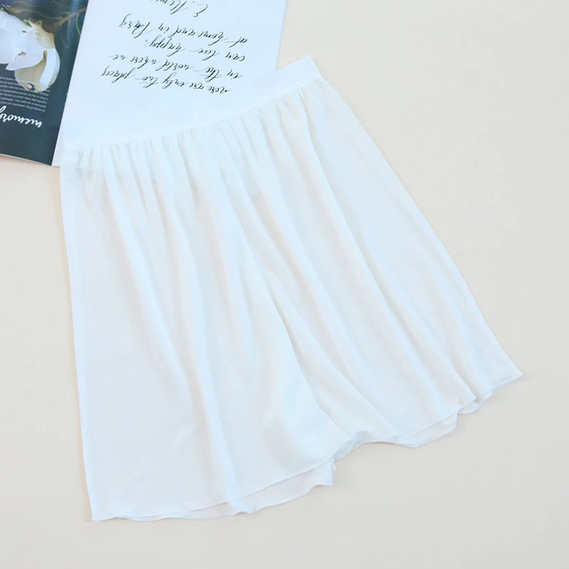 真丝打底裙裤女宽松透气桑蚕丝木耳边放走光安全裤薄款休闲1014