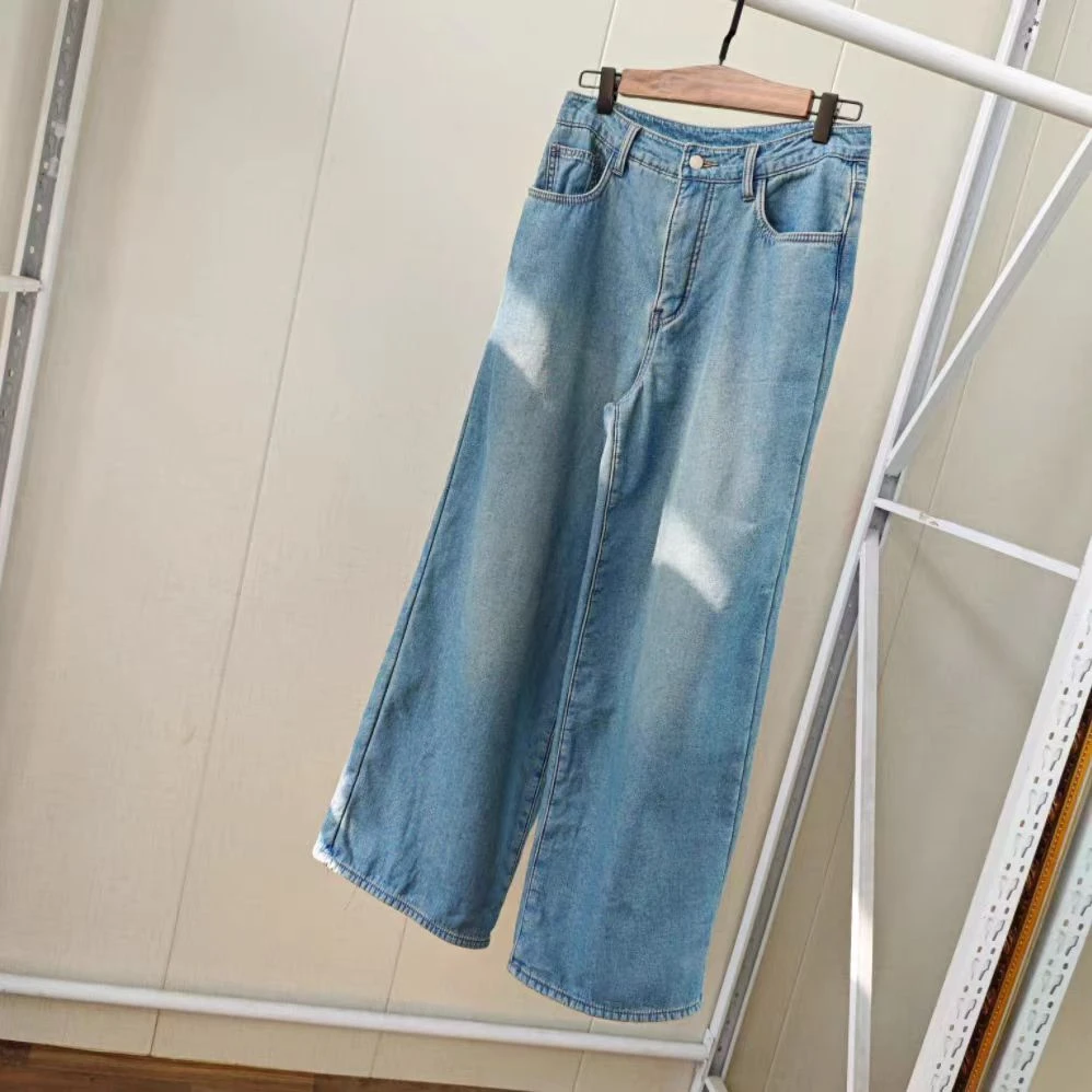 日单做旧加绒女士秋冬包暖暖时尚阔腿牛仔裤百搭时尚