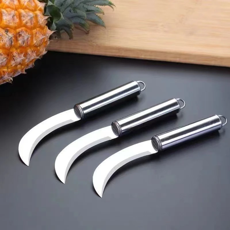 网红水果刀不锈钢烤肠菠萝蜜专用刀香蕉刀烤肠改花刀削皮刀小弯刀