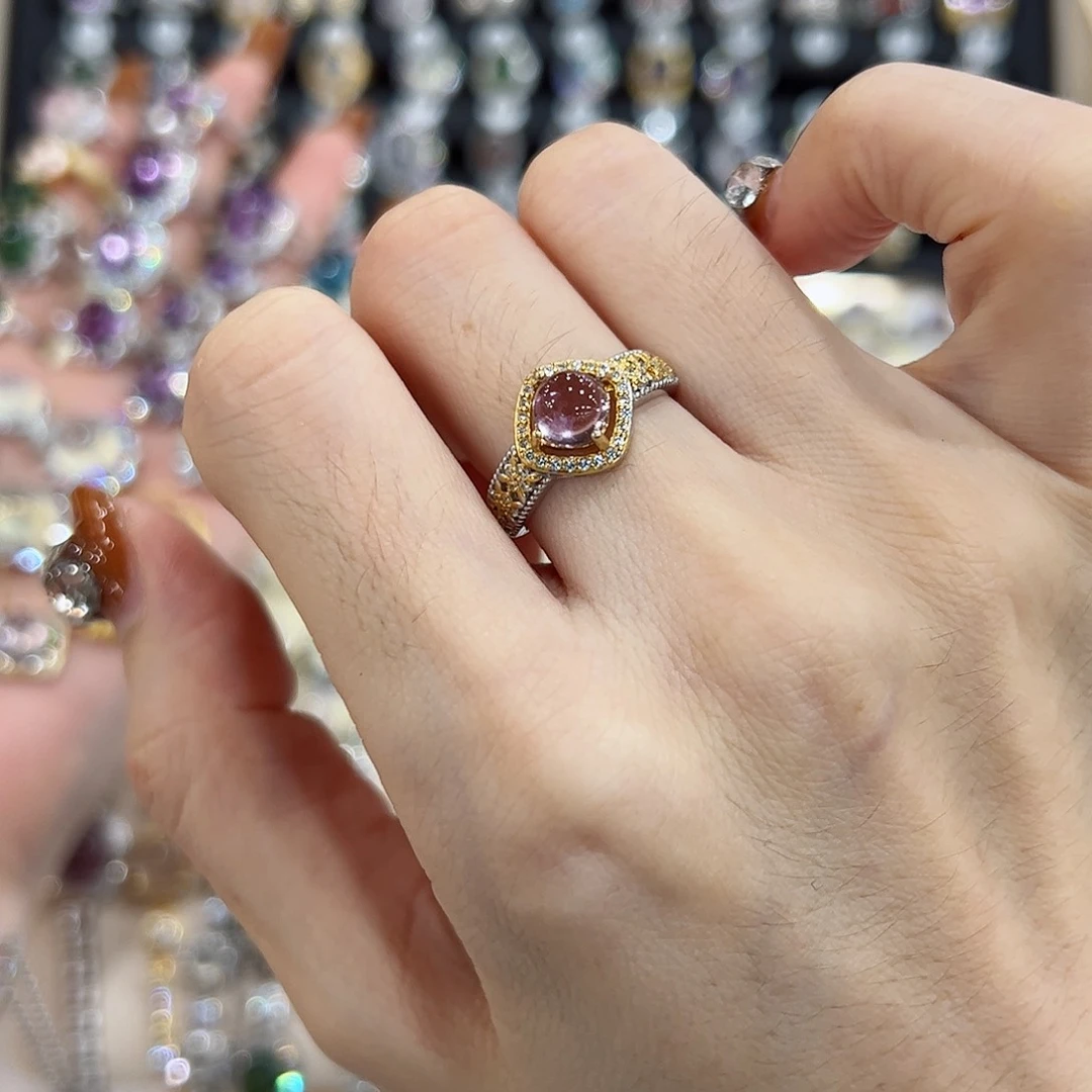 紫晶戒指银S925镶嵌79菱形