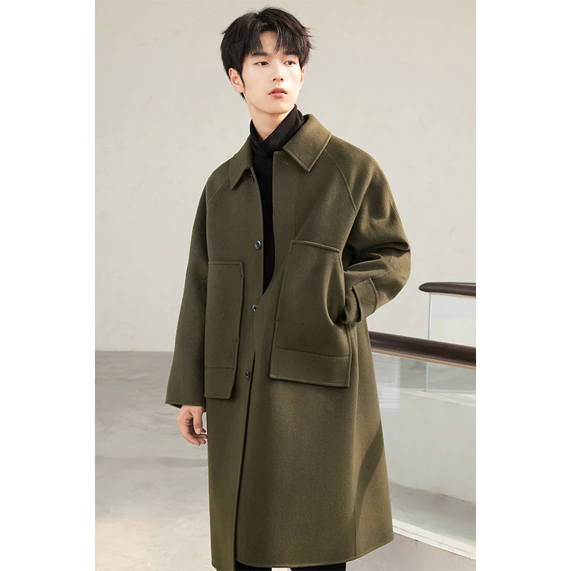 全羊毛翻领双面呢子男士大衣氛围感休闲男款中长款风衣外套88255