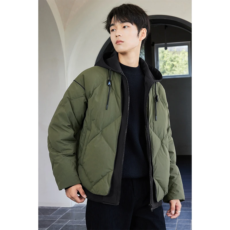 连帽加厚冬季羽绒服男款宽秋冬季短款上档次高档男装冬款外套Y833