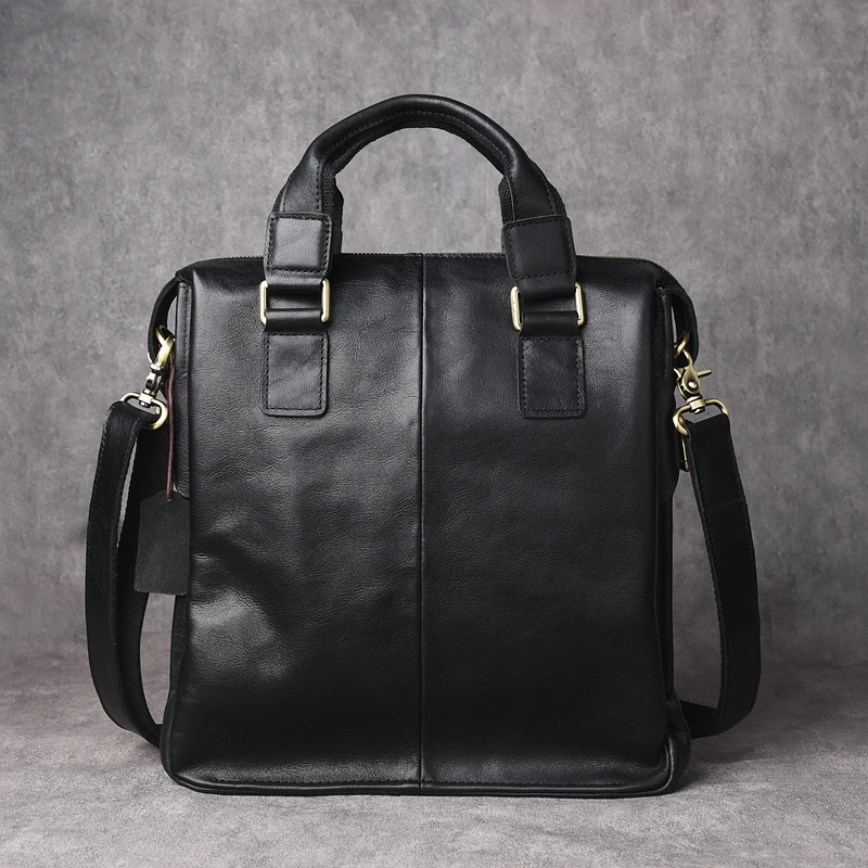 原创真皮竖款男包男士手提包牛皮单肩出差公文包A4文件商务电脑包