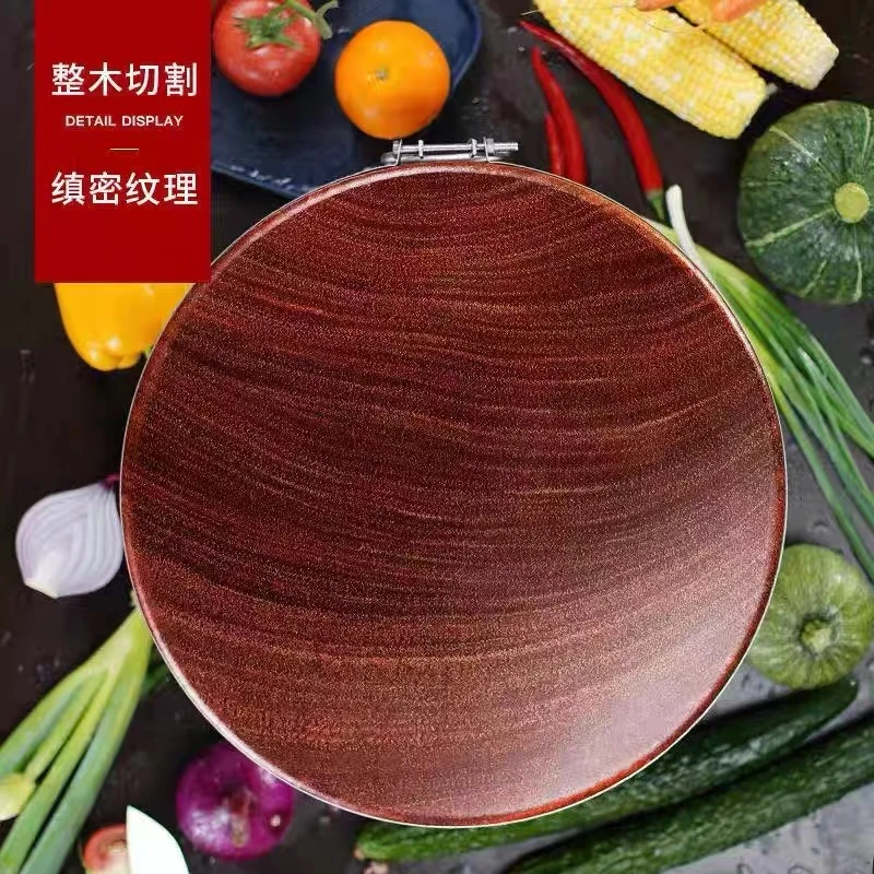 红铁木实心圆形菜板家用菜板无漆实木40*4