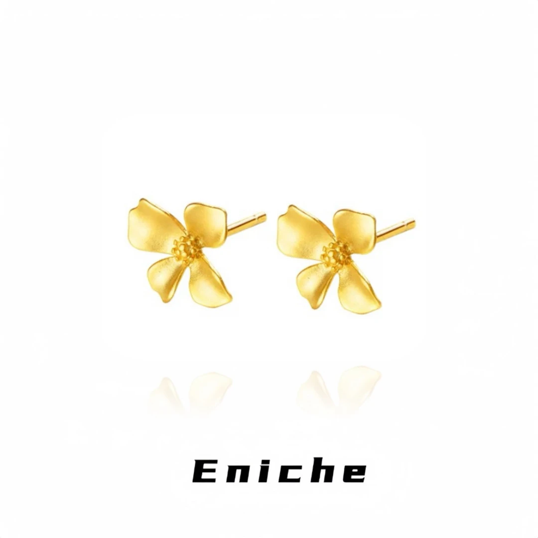 铜合金耳饰 1153 「桂花故」复古金色花朵高级感百搭小众设计耳钉