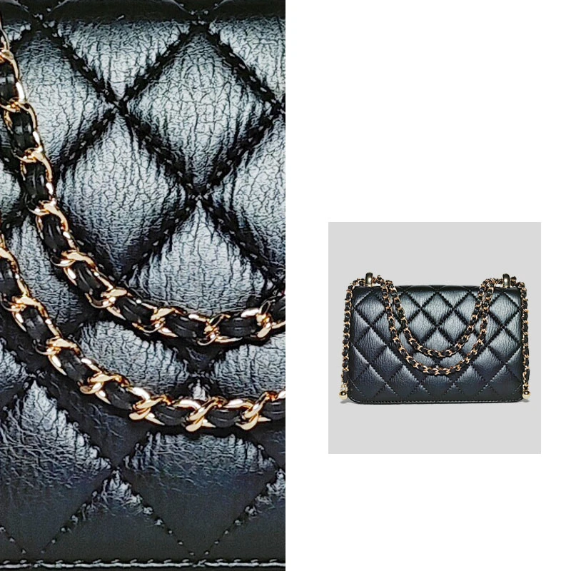 经典菱格小香风双金珠链条包单肩斜挎女包X2333黑色