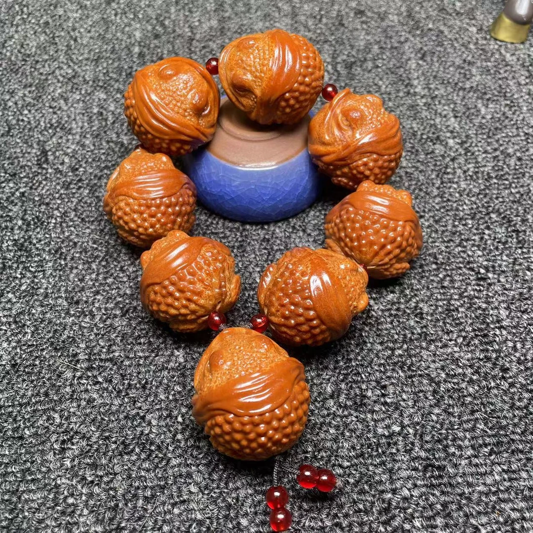 文玩好物天然印尼大橄榄核橄榄核雕刻 吞金兽 大嘴蛙 手持