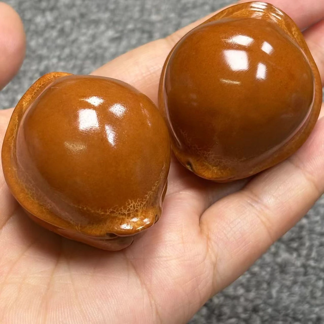 文玩探宝印尼大橄榄核雕 元宝富甲 3.8左右一对 大尺寸