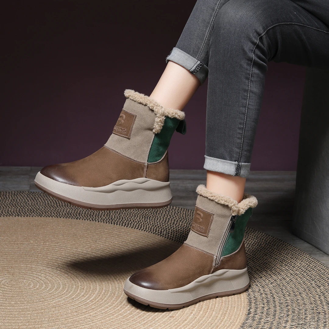 【恩祈新款】靴子女2024新款冬季加绒雪地靴保暖羊羔毛马丁靴中筒靴