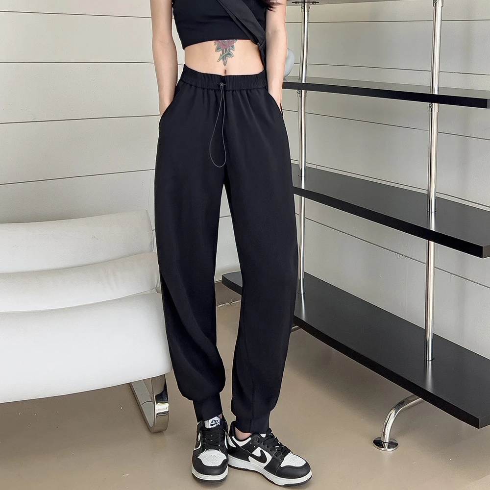 688哈伦休闲直筒运动裤女夏季薄款卫裤2023速干宽松束脚裤子