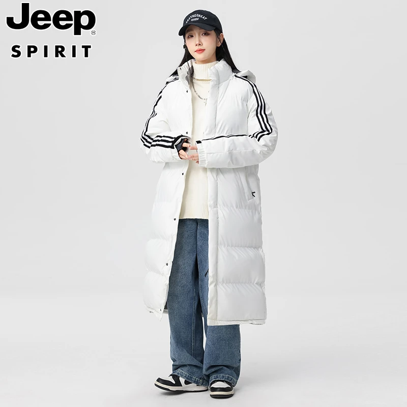 JEEPSPIRIT情侣长款棉服男冬季加厚过膝学生艺考大衣保暖防寒外套