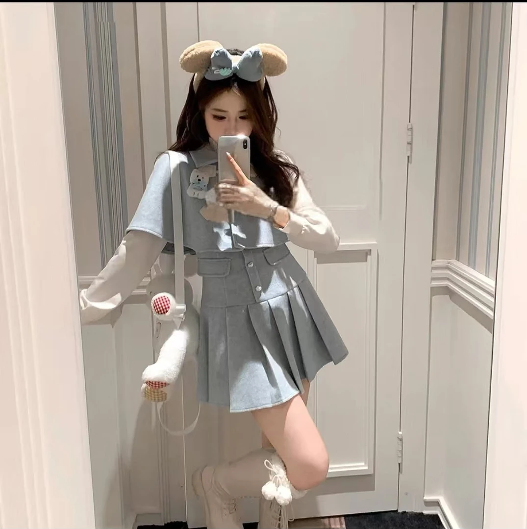 秋季新款时尚减龄少女风显瘦上衣+裙子-8887