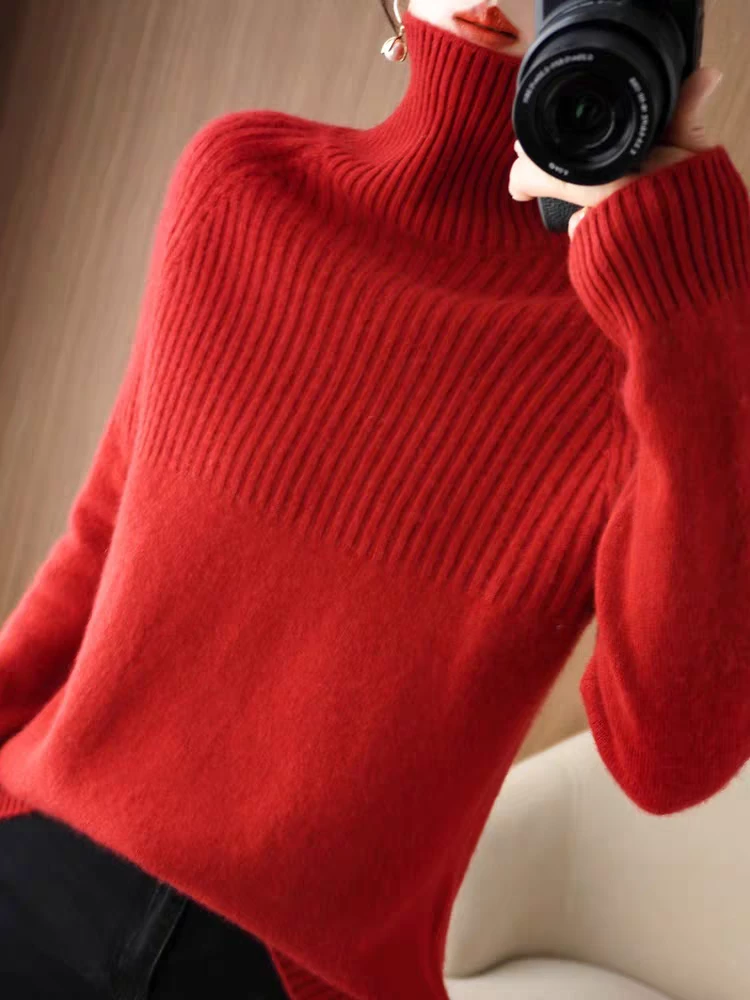 258（30）高领加厚套头针织打底衫慵懒风长袖显瘦上衣