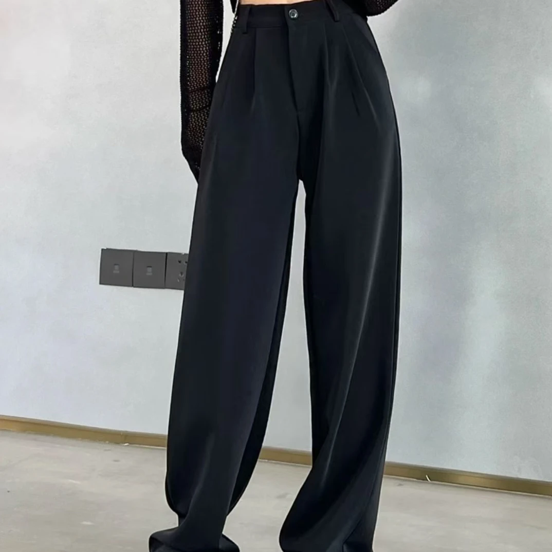 1199大码高腰西装裤夏季春秋休闲裤阔腿裤子显瘦宽松薄款直筒垂感