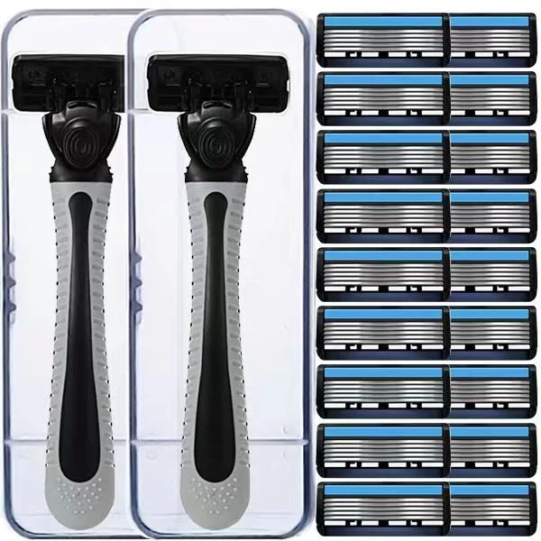 新款6层刮胡刀手动六层刀片剃须刀男剃胡刀刮脸刮胡子刀刀片刀架