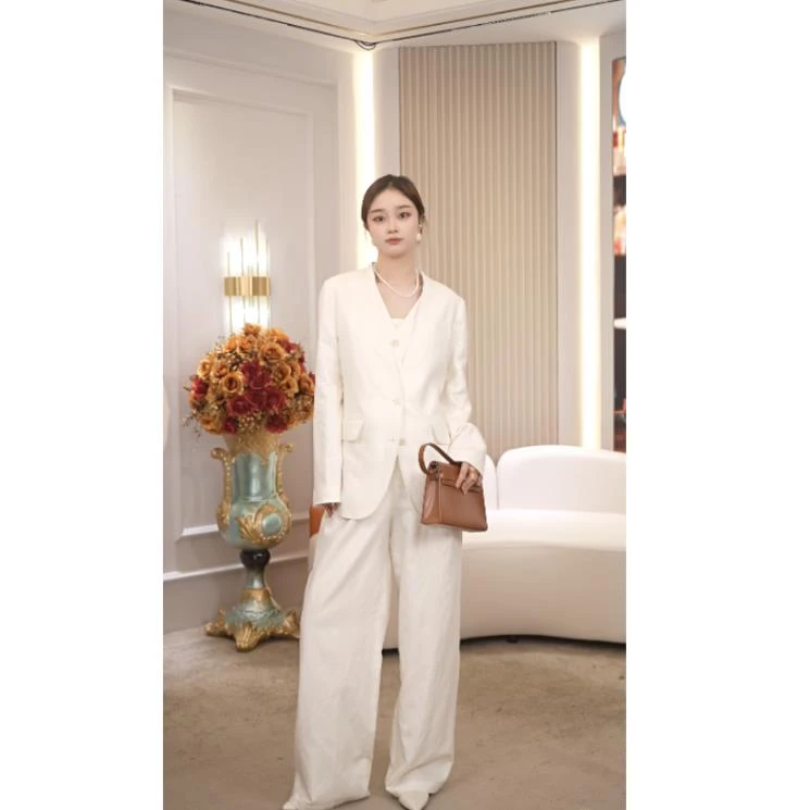 24女士通勤西服裤外套设计师西装气质白色轻奢时尚质感SJT2401