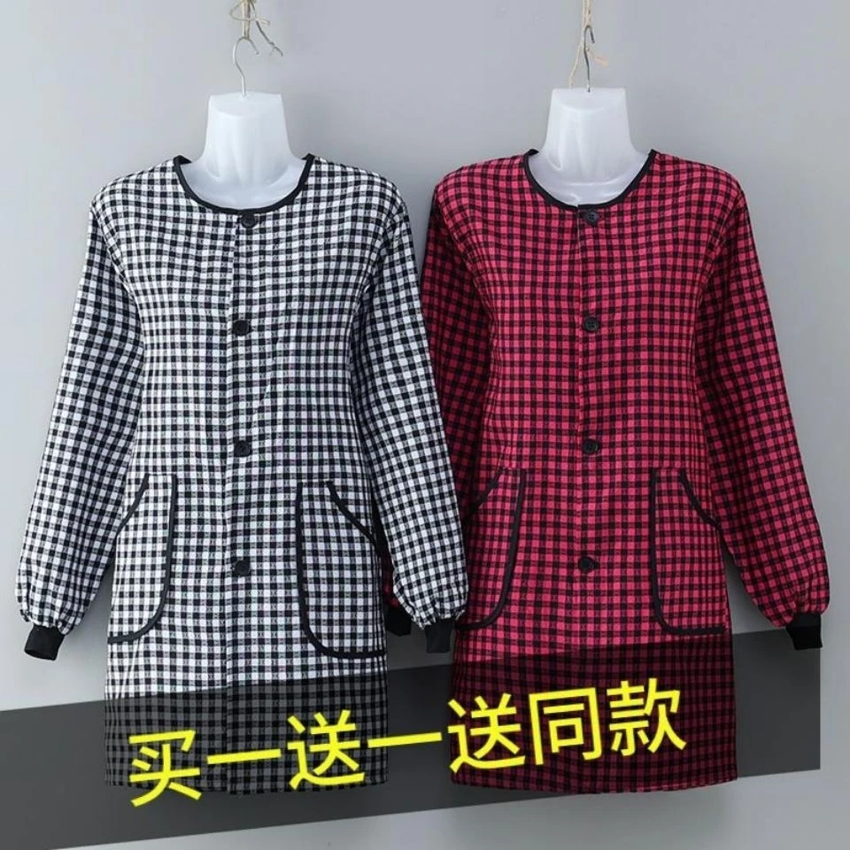 围裙厨房家用做饭长袖罩衣干活上班男女穿工作服棉布正穿衣大卦