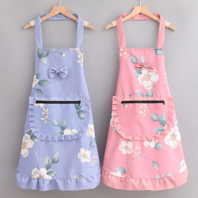 新款棉布围裙女时尚简约厨房餐饮家务清洁美甲花店工作服漂亮透气