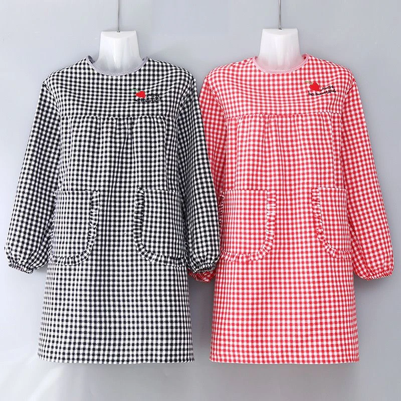 长袖大人罩衣围裙时尚厨房上班反穿衣棉质家用做饭防污护衣工作服