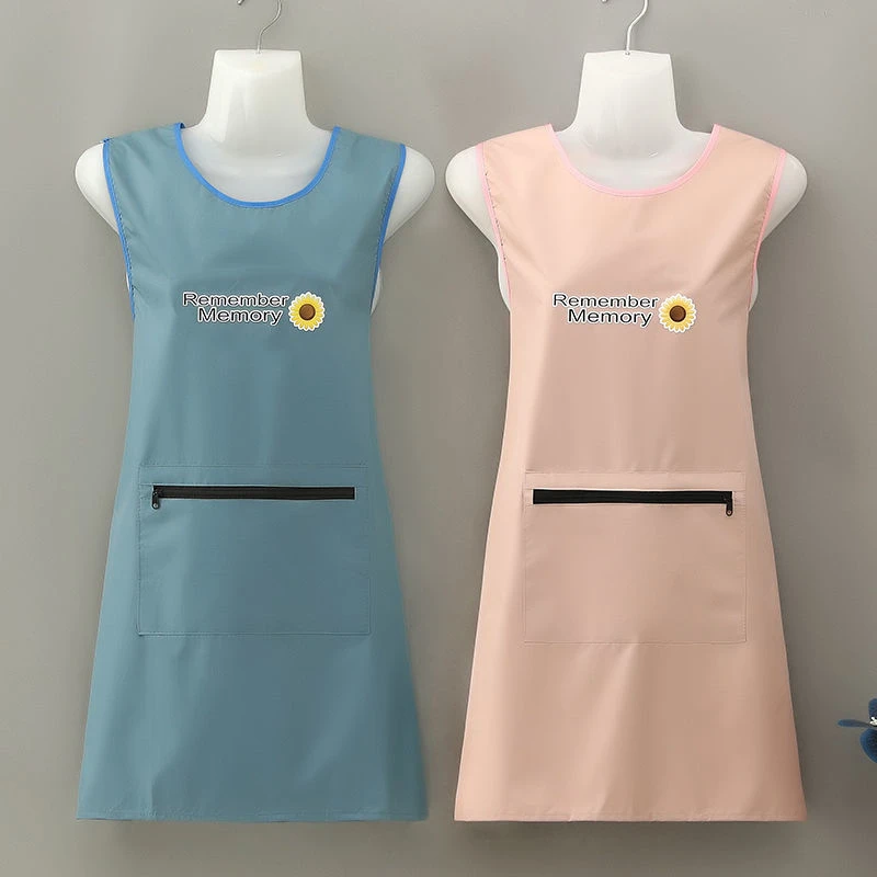 防水围裙女时尚坎肩拉链兜厨房用品家用做饭干活工作上班防油成人