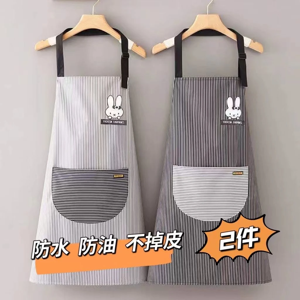 防水防油围裙女时尚可调节挂脖家用厨房做饭工作服大人上班定制