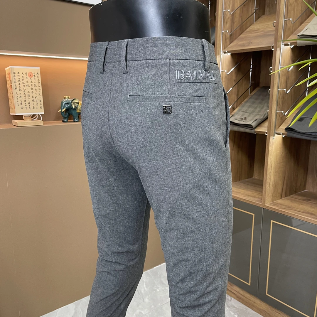 【VIVIT.高端】夏季薄款男士百搭时尚纯色休闲修身型九分长裤小西裤