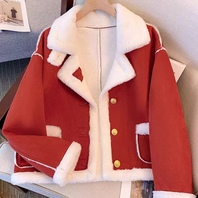 【C1111-C1120】春秋冬女装外套洋气短款加绒冬季毛绒皮毛一