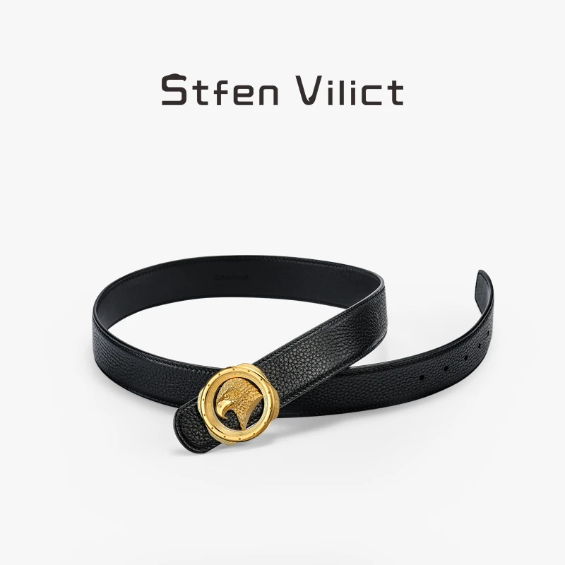 威廉史蒂芬皮带男士真皮皮带鹰头扣腰带男款荔枝纹【限定返场】