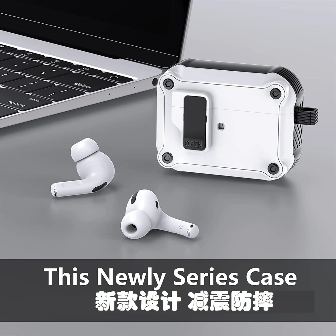 AirPodsPro2代耳机保护套苹果AirPods1/2/3代保护套防丢锁扣弹开