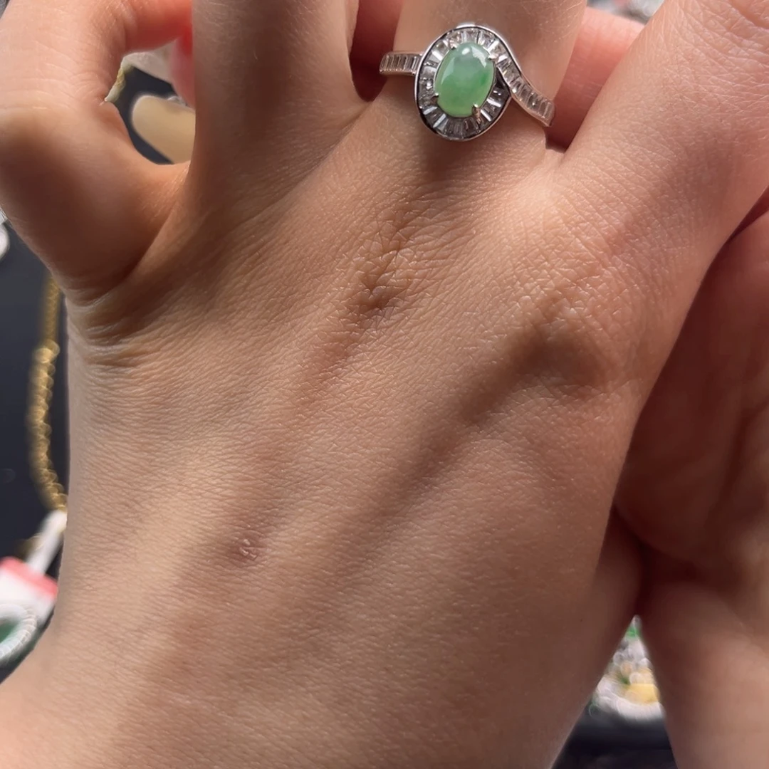 翡翠戒指银S925镶嵌56665