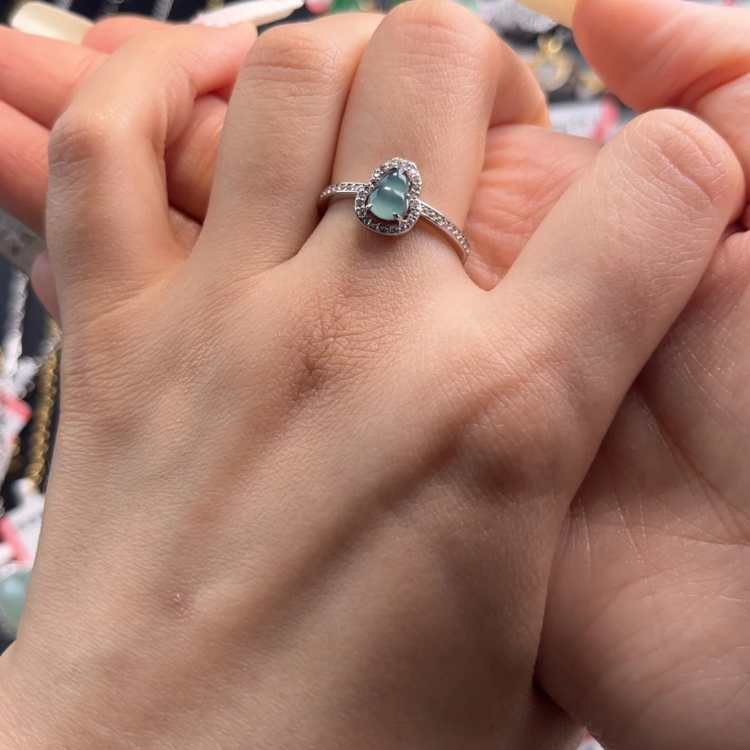 翡翠戒指银S925镶嵌53685