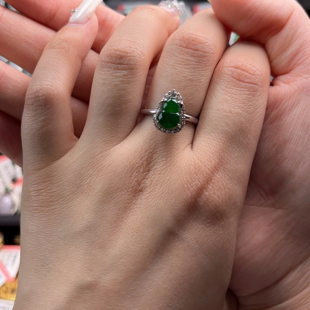 翡翠戒指银S925镶嵌56888