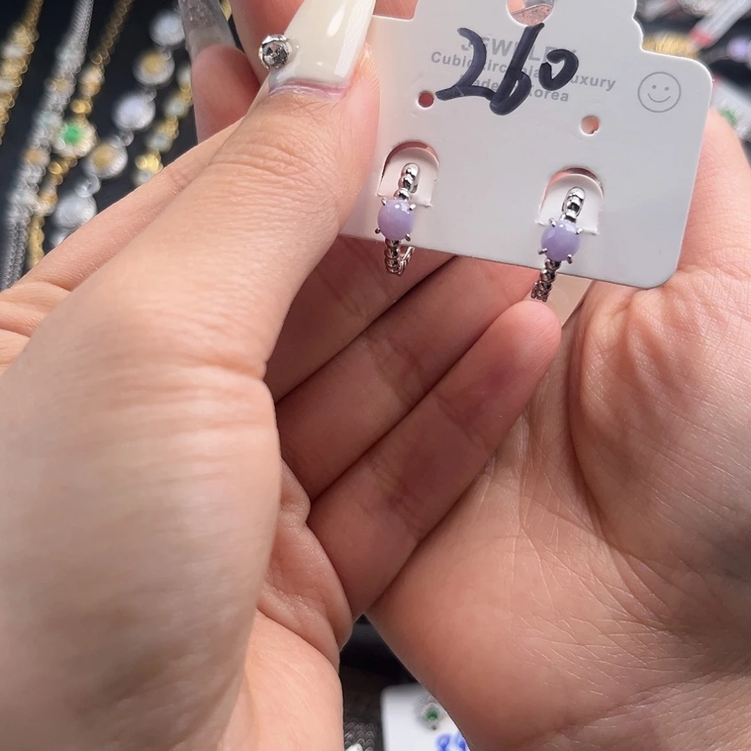 翡翠耳饰银S925镶嵌56685